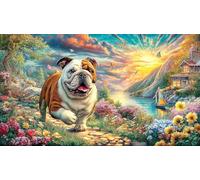 Bulldog-Running-Through-Field Jigsaw Puzzle 1000 Pieces Impossible Hard Difficult Educational Games for Adults Kids Great Gift Idea for Relaxation 70x50/1000pcs