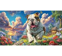 Bulldog-Running-Through-Field Jigsaw Puzzles 1000Pc Recycled Paper Educational Game Decompression Beautiful Decoration Puzzle for Adults and Kids 70x50/1000pcs