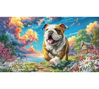 Bulldog-Running-Through-Field Recycled Paper Puzzle Game 1000 Piece Educational Game Challenge Fun Present & Activity for Home Great Gift Idea for Women, Gifts for Men 38x26/1000pcs