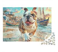 Bulldog Seaside Village 1000 Piece Jigsaw Puzzle Jigsaw Puzzle for Adults Paper 1000pc Set Relaxation Focus Family Decor 38x26cm/1000pcs