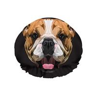 Bulldog Shower Cap Dog Animal Low Poly Face Abstract Portrait Head Fauna Art English Waterproof Shower Hair For Women