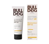 BULLDOG SKINCARE Anytime Daily UV Face Moisturiser for Men, SPF 50, 75ml | Daily moisturiser with SPF 50 and vitamin E, protects and hydrates skin, UVA and UVB filters, for all skin types, vegan