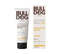 BULLDOG SKINCARE Anytime Daily UV Moisturiser SPF 30 For Men 75 ml, Safflower Seed Extract, Protects & Hydrates Skin, Suitable For All Skins