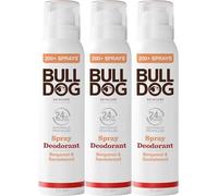 BULLDOG - Skincare for Men | Bergamot & Sandalwood Spray Deodorant | Men's Natural Deodorant 125ml x 3 Pack