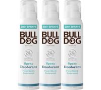 BULLDOG - Skincare for Men | Fresh Mint & Cedarwood Spray Deodorant | Men's Natural Deodorant 125ml x 3 Pack