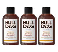 BULLDOG SKINCARE - Ginger and Patchouli Shower Gel 500ml Zesty and Energising Scent 3 x Pack