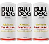BULLDOG SKINCARE Lemon and Bergamot Roll On Natural Deodorant For Men 75ml x 3 Pack