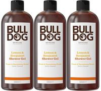 Bulldog Skincare Lemon & Bergamot Shower Gel for Men, Natural, Refreshing Men's Shower Gel, 500ml x 3 Pack
