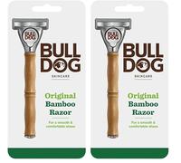 BULLDOG SKINCARE - Original Bamboo Razor Smooth Glide Razor Handle + 2 Blade Refills (Pack of 2)