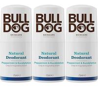 BULLDOG SKINCARE - Peppermint and Eucalyptus Roll On Natural Deodorant For Men 75ml x 3 Pack