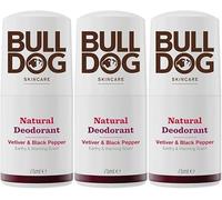 BULLDOG SKINCARE - Vetiver and Black Pepper Roll On Natural Deodorant For Men 75ml x 3 Pack