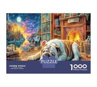 Bulldog Sleeping in Study 1000-Piece Jigsaws for Adults Warm Pet Fun, Challenging Home Decoration Colorful DIY Art Wall Decor Modern Living Room 70x50cm/1000pcs