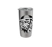 Bulldog Soldier Blackwork Traditional Tattoo Flash Stainless Steel Insulated Tumbler
