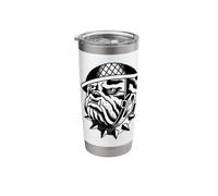 Bulldog Soldier Blackwork Traditional Tattoo Flash Stainless Steel Insulated Tumbler