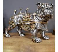 Bulldog Statue and Carved Sculpture Mechanical Punk Style Dog Animal Steampunk Modern Home Decor Resin for Coffee Table, Living Room, Entrance, Shelf Decor (Bulldog)