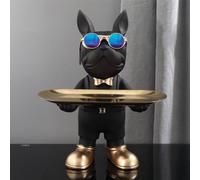 Bulldog Storage Sculpture, Resin Cool Dog Bulldog Statue Storage Tray, Bulldog Tray Ornament Key Snack Holder, Modern Art Figurine Home Desktop Decor