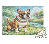 Bulldog Terrier Thick Paper French Bulldog in Daisy Meadow Jigsaw Puzzle Bundle Boredom Buster Puzzle Gift 52x38cm/1000pcs