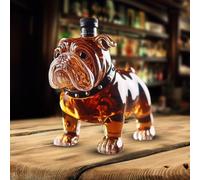 Bulldog Whiskey Bottle, Funny Animal Statue Wine Decanter, Transparent Glass Whiskey Decanter, Red Wine and Beer Displays Liquor Container, 3D Dog Figure Bottles
