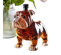 Bulldog Whiskey Decanter, Funny Animal Shaped Whiskey Bottle Cute Animal Statue Wine Decanter, Transparent Dog Wine Dispenser Novelty Glass Collectible for Home Tasting Beer Bachelor Event