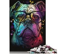Bulldog with Glasses 500 Piece Jigsaw Puzzle Family Fun Jigsaws for Adults And Challenging Game,stress Relief Games And Unique Gifts 500pcs (52x38cm)
