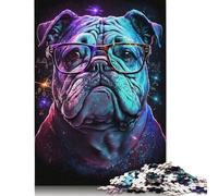 Bulldog with Glasses 500 Piece Jigsaw Puzzle for Adult Toy Intellectual Game Educational Game for Adult Stress Relief Home Decoration 500pcs (52x38cm)