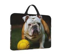 Bulldog with Yellow Ball Laptop Case 14 inch, Shockproof Computer Cover Laptop Sleeve Briefcase Carrying Bag with Handle