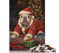 Bulldog Xmas Puzzle 500 Piece Adult Jigsaw Puzzle Puzzles Wooden Puzzles Jigsaw Puzzles for Adults 500pcs (52x38cm)