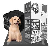 Bulldoglogy Carbon Black Puppy Pee Pads with Adhesive Sticky Tape - Large Charcoal Housebreaking Dog Training Wee Pads (24x24) 6 Layers with Extra Quick Dry Bullsorbent Polymer Tech (50-Count)