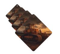 Bulldozer Evening Car Air Fresheners Cards Set of 4 Pieces,Long-Lasting Car Aromatherapy Tablets Hanging Scented Cards for Wardrobe Bathroom Rearview Mirror Hanging Ornament