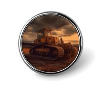 Bulldozer Evening Round Badge for Men Women, Durable & Stylish Lapel Pins, Lightweight Metal Badges for Shirts, Jackets, Hats