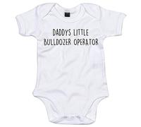 Bulldozer Operator Baby Body Suit Daddys Little Newborn Babygrow White with Black Print 9-12 Months
