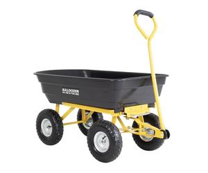Bulldozer PRO 200kg Load Capacity Garden Dump Trolley Cart Heavy Duty, Polyethylene Tub, 75 Litre Loading Capacity, Pneumatic Tyres, Easy Tip Tray, Soft Grip Handles, Independent Axels (95x52cm)