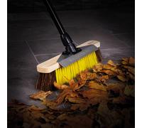 BULLDOZER PRO Heavy Duty 15.7" Utility Broom with Scraper and Telescopic Handle