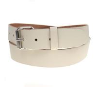BULLET 69 35mm Colourful Leather Jean Leather belts Mens Womens Belts[Cream,XLarge 40" - 44" Waist,Silver Roller]