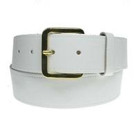 BULLET 69 40mm New Genuine 1.5" Full Leather Mens Leather Belt Made in the UK[White,Medium 32" - 36",Gold Finish]