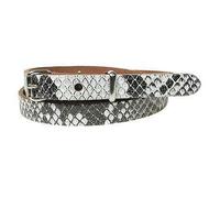 BULLET 69 Genuine Skinny Thin 12mm Fashion Waist Ladies Womens Leather Belt Made In UK[White Snakeskin Print,Small (28" to 32")]