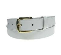 BULLET 69 MENS WOMENS 1" REAL LEATHER 25MM FULL LEATHER BELT MADE IN ENGLAND SIZES 28"-44"[Leather,White,X Large 40"-44",1" Gold]