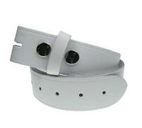 BULLET 69 New Genuine Full Leather 40mm Press Stud Snap On Mens Leather Belt Made in UK[White,Medium 32" - 36"]