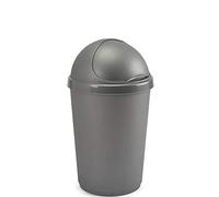 Bullet Bin Recycling Waste Rubbish Cardboard Plastic Disposal Dustbin Flip Top Flap Lid (30 Litre Silver)