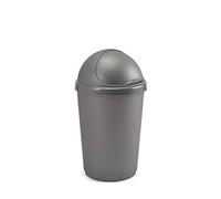 Bullet Bin Recycling Waste Rubbish Cardboard Plastic Disposal Dustbin Flip Top Flap Lid (50 Litre Silver)