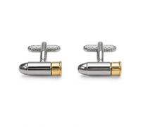 Bullet Design Cufflinks for Men - Onyx Art London CK108 Metallic Shooting Cuff Links, Novelty Gift for Marksmen and Formal Shirts, Gift Box