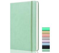 Bullet Dotted Journal A5 - Dot Grid Notebook - Hardcover Dotted Notebook 120gsm Paper, 172 Pages, Vegan Leather Cover, with Back Pocket, 2 Mark Ribbons, for Notes, Office, Study, Palegreen