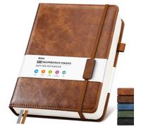 Bullet Dotted Journal Leather Notebook: A4 Notebook Hardback Diary, Brown