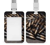 Bullet ID Badge Holder with Lanyard ID Holder | Durable ABS ID Card Holder, Double Sided Printed Vertical Name Tag Holder, Waterproof Badge Holders for Office Business Staff