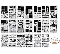Bullet Journal Stencil Set Plastic Planner DIY Drawing Painting Templates for Journal Scrapbooking Albums Accessories Card Diary Notebook(20 PCS)