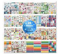 Bullet Journal Stickers 28 Sheets / 1345 Pieces Planner Stickers, Bullet Journal Sticker Set for Calendar DIY Diary Bullet Journal and Work Planning Budget