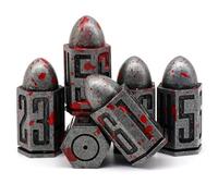 Bullet Metal Dice Set, DND D6 Dice 6pcs, for D&D Dungeons and Dragons Dice Accessories Gift（Bullet-Silver）