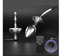 Bullet Metal Jewelry Base Anal Plug Beads Urethral Plug Set Couple Stimulation Butt Plug Sex Toy with 8 Modes