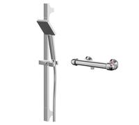Bullet Polished Thermostatic Bar Valve Mixer Shower with Severn Shower Slide Rail Kit | Chrome | Brass | 286mm x 680mm x 90mm