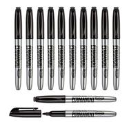 ( ) Bullet Tip Black Permanent Marker 2 - 4mm Water Resistant Durable Thick | Smudge Free Lines for Writing doodling & Drawing Home Office (10 Pcs, Black)